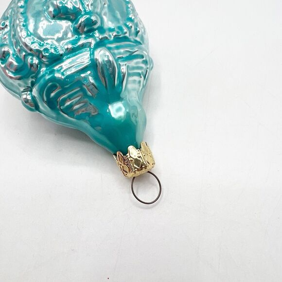 Blown Glass Lady Bust Rose Embossed Drop Christmas Ornament West Germany Vintage - Picture 7 of 8